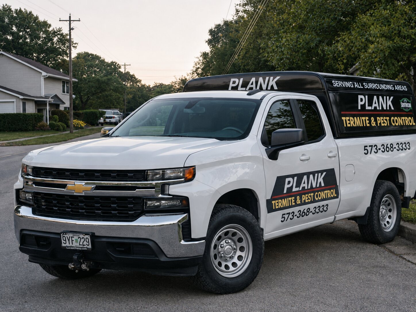 Newer Plank Termite & Pest Control service truck in Central Missouri Newer Plank Termite & Pest Control service truck in Central Missouri