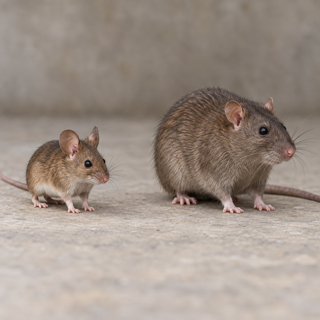 Realistic illustration of a mouse and rat; not to scale Realistic illustration of a mouse and rat; not to scale